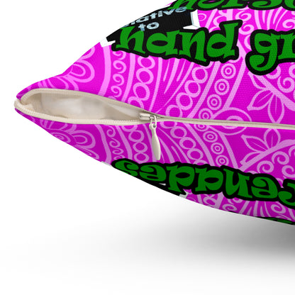 my luck - Spun Polyester Square Pillow - (pink swirl)