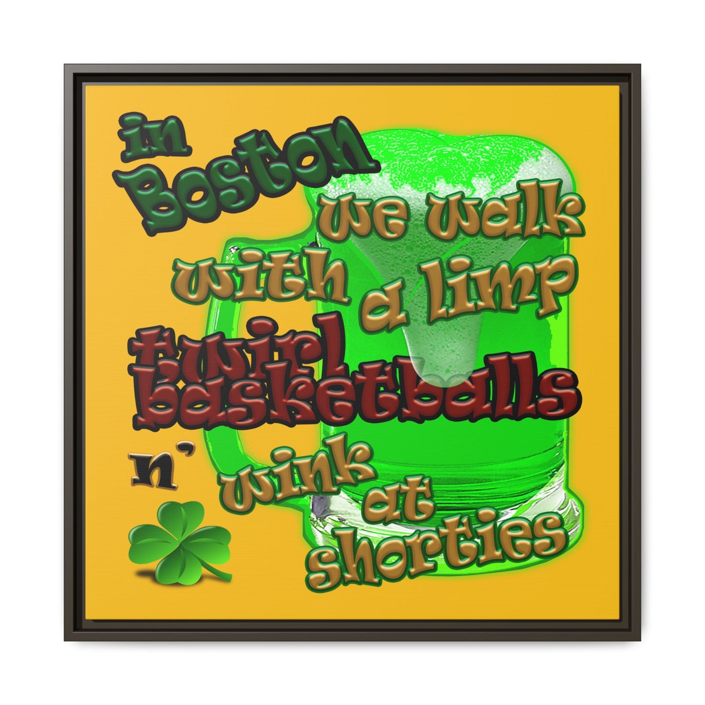 celtics logo - framed canvas art (yellow)
