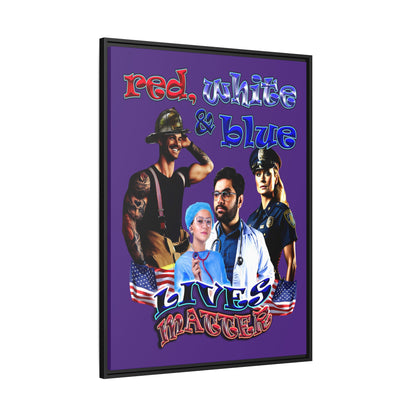 rw&b lives matter - framed canvas art (purple)