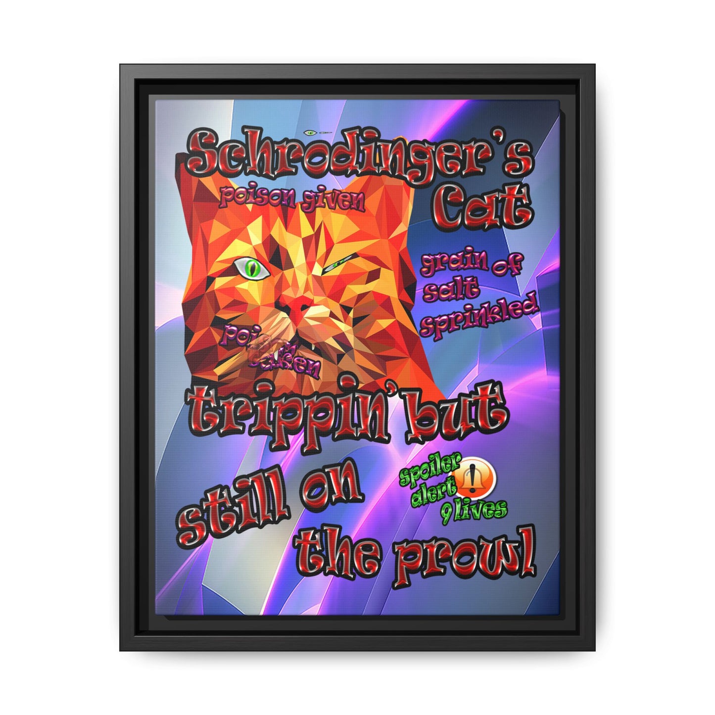 schrodinger's cat - framed canvas art (grey-pink wave)