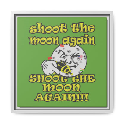 shoot the moon again - framed canvas art (green)