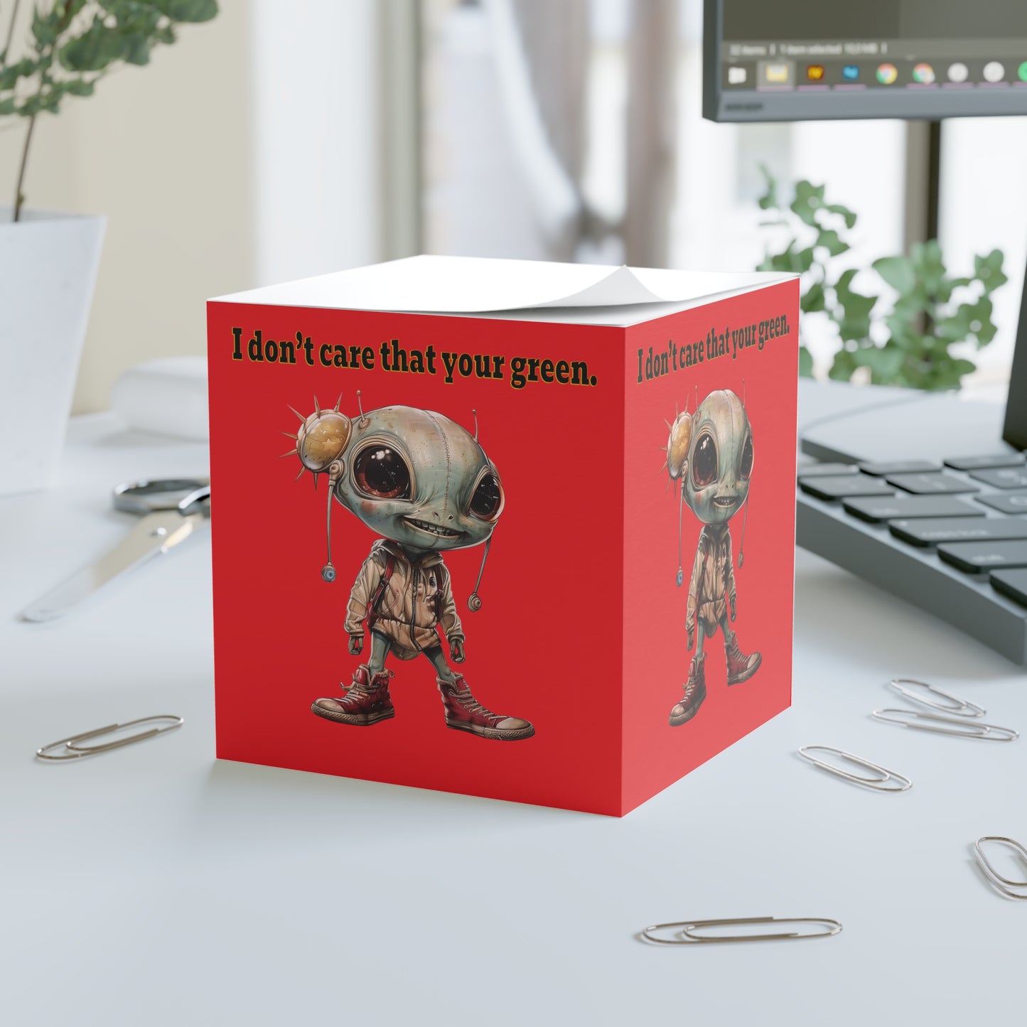 I don't care that your green - note cube (red)