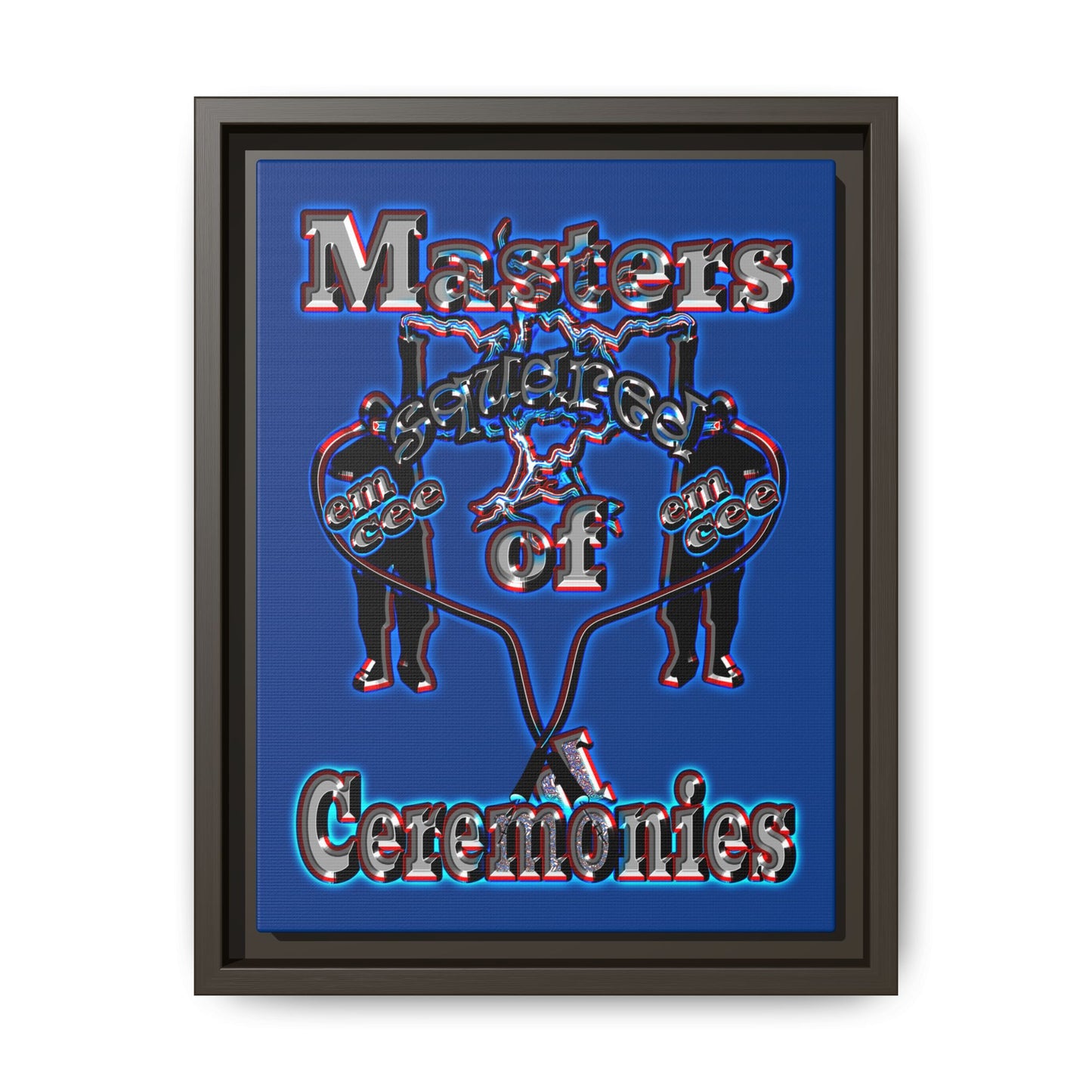 em cee squared - framed canvas art (dark blue)