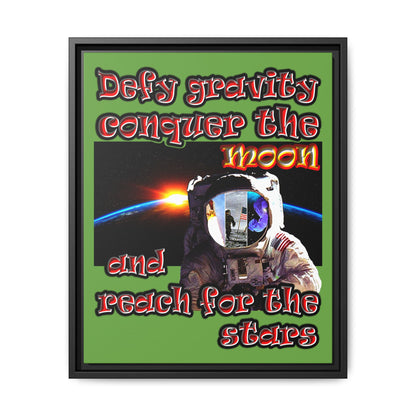 defy conquer reach - framed canvas art (green)