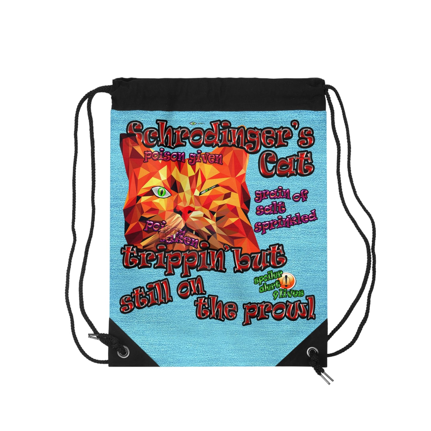 schrodinger's cat - Drawstring Bag (faded blue)