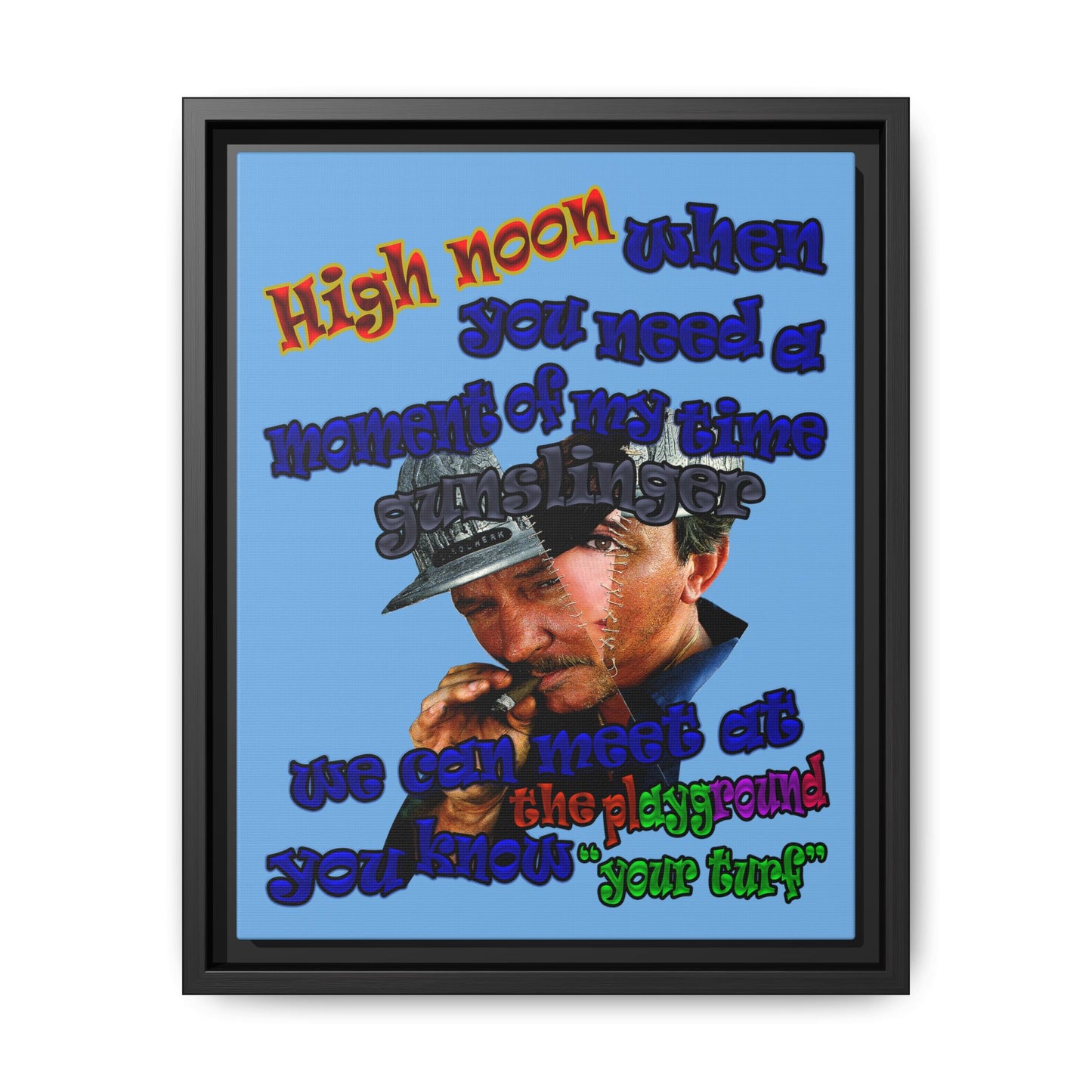 high noon - framed canvas art (light blue)