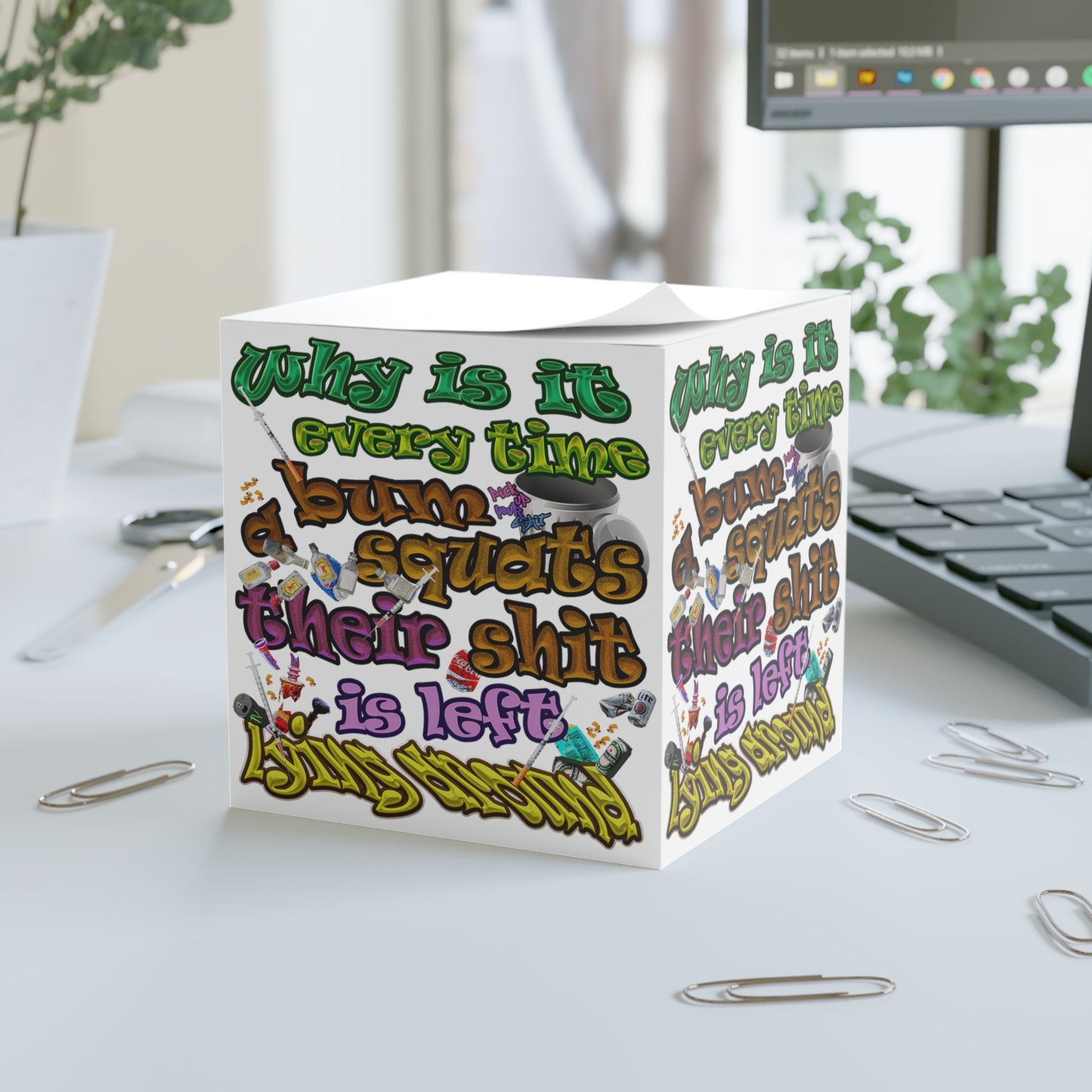 the bum's shit - note cube (white)