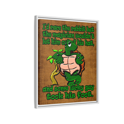 turtle race - framed canvas art (brown papyrus)