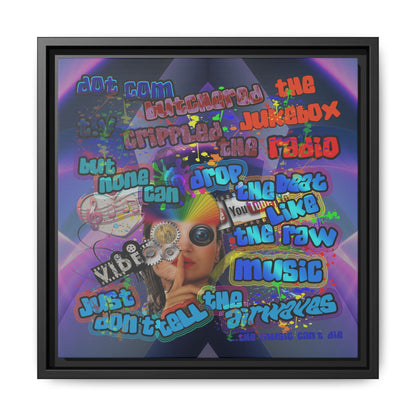 drop the beat - framed canvas art (grey-pink wave)