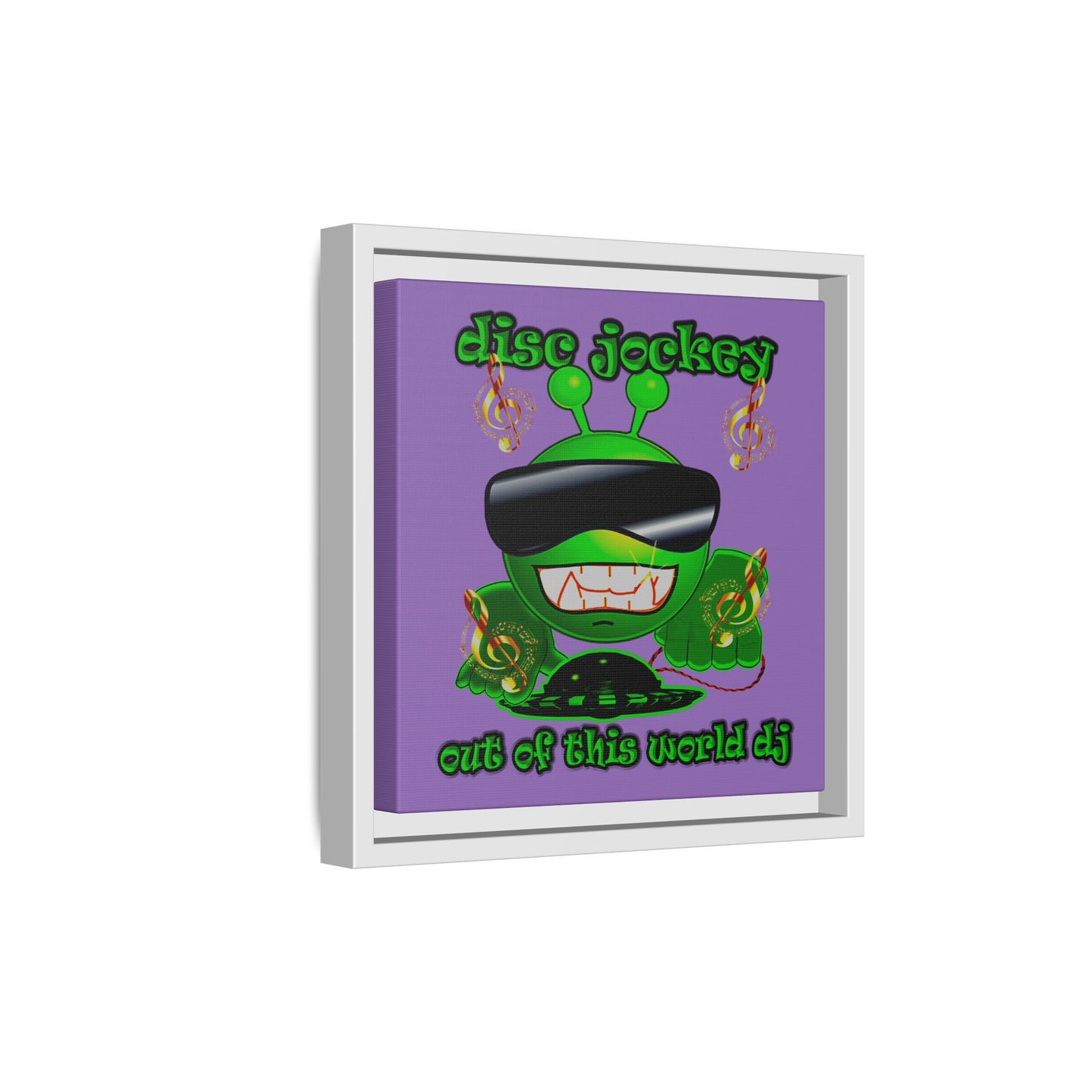 disc jockey - framed canvas art (light purple)