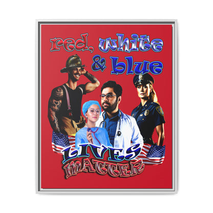 rw&b lives matter - framed canvas art (dark red)