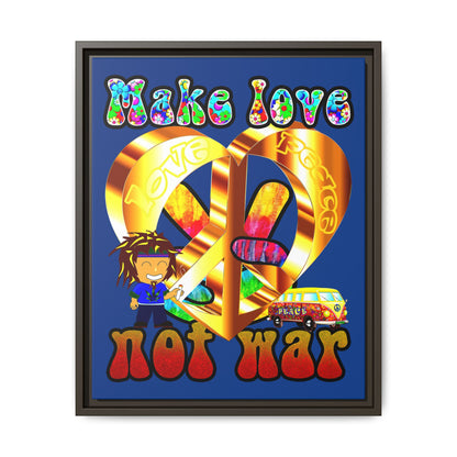 love peace - framed canvas art (dark blue)
