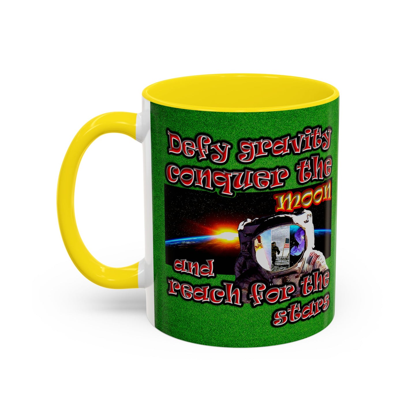 defy conquer reach - Accent Mug (green turf)