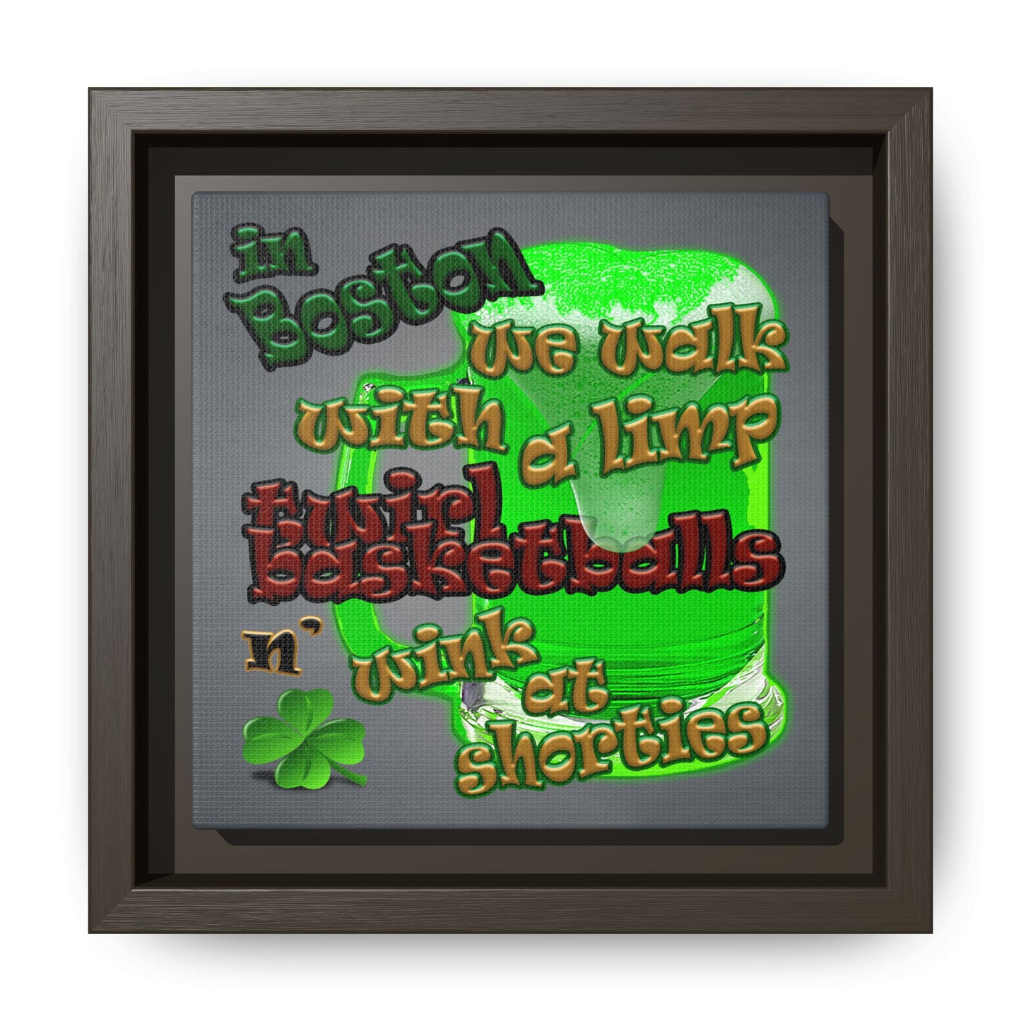 celtics logo - framed canvas art (grey-light grey)