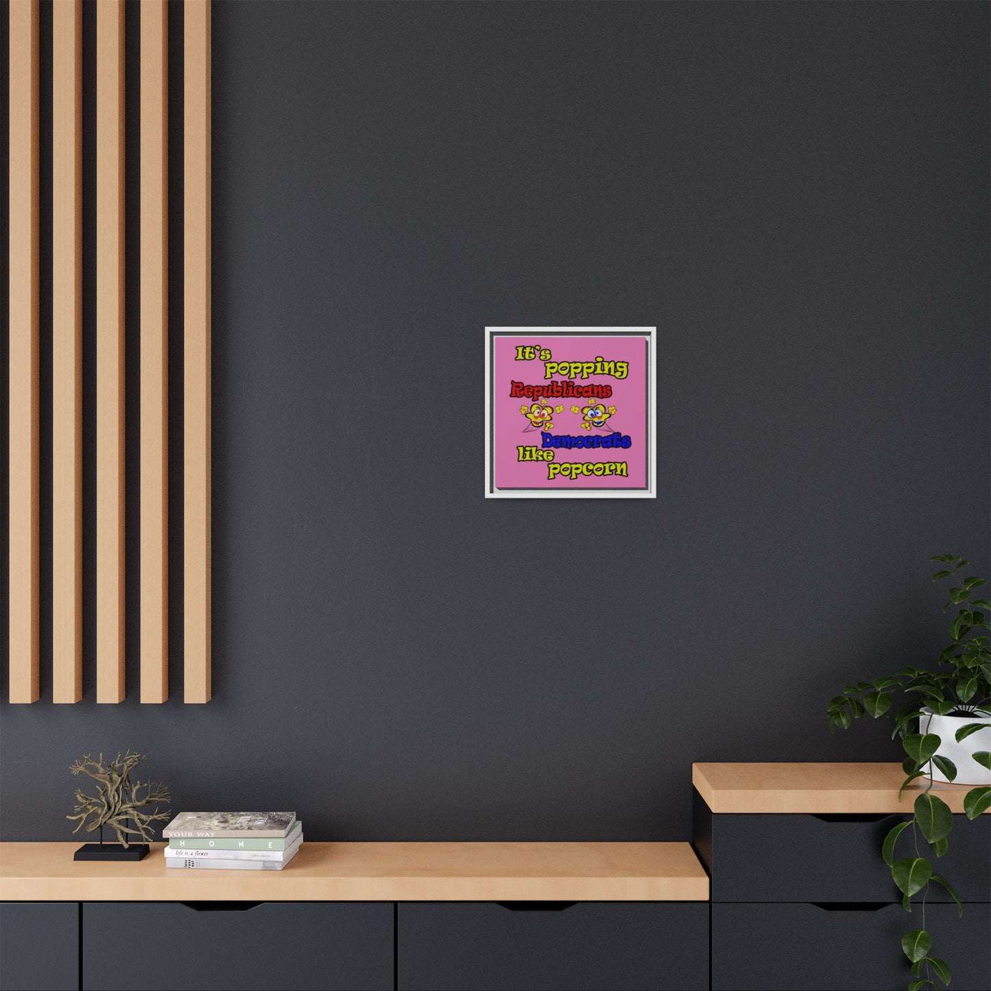 popping like popcorn - framed canvas art (light pink)
