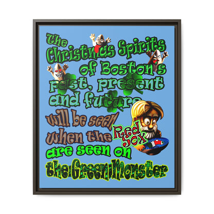 christmas spirits of boston - framed canvas art (light blue)