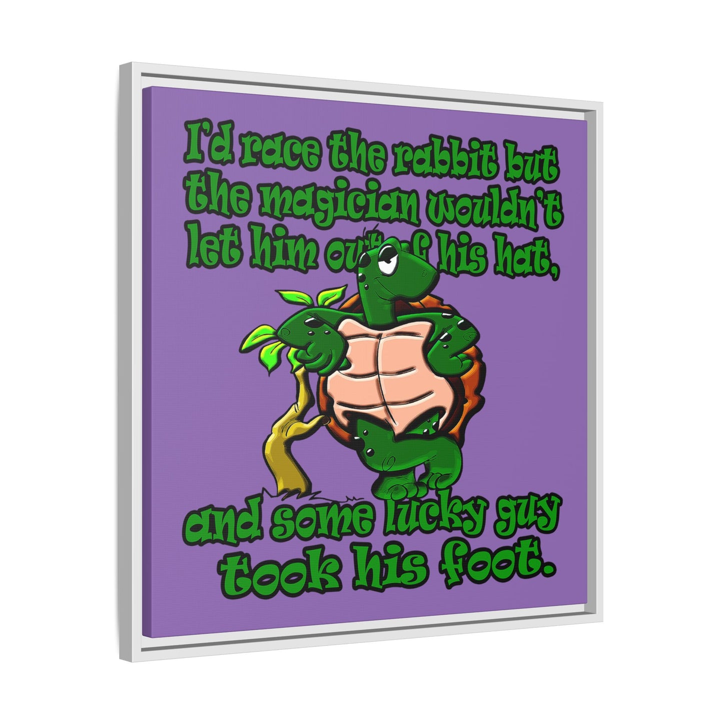 turtle race - framed canvas art (light purple)
