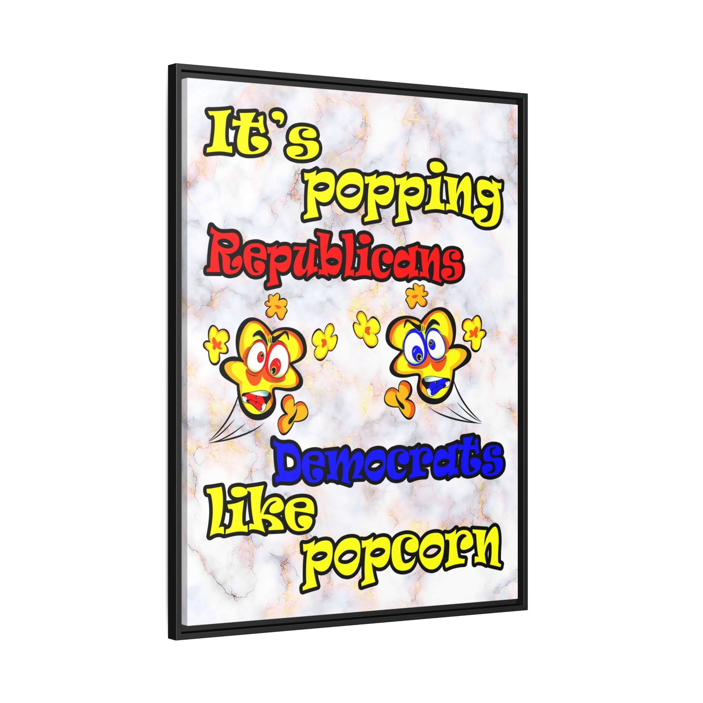 popping like popcorn - framed canvas art (white marble)