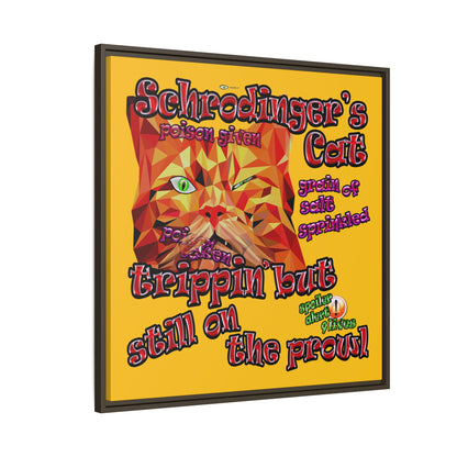 schrodinger's cat - framed canvas art (yellow)