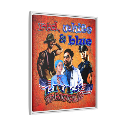 rw&b lives matter - framed canvas art (burnt orange)