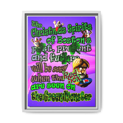 christmas spirits of boston - framed canvas art (purple-pink wave)