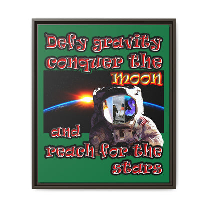 defy conquer reach - framed canvas art (dark green)