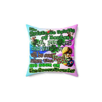 christmas spirits of boston - Faux Suede Square Pillow - (light blue-pink wave)