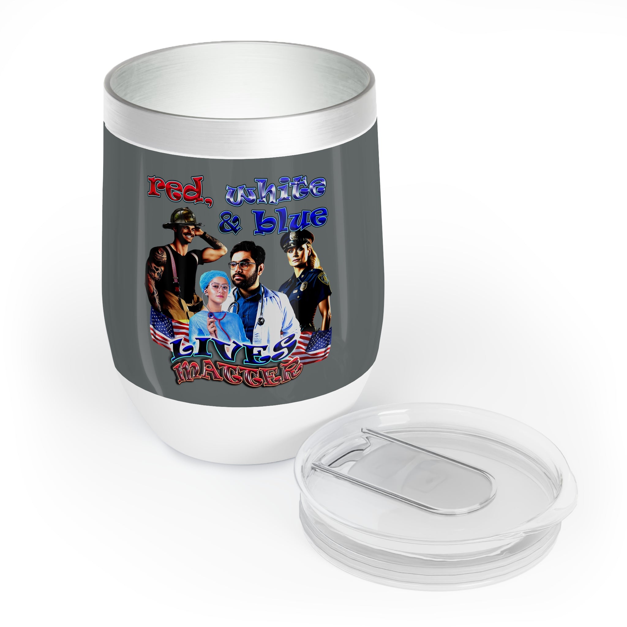 rw&b lives matter - Chill Wine Tumbler (dark grey)