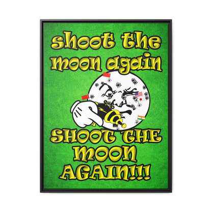 shoot the moon again - framed canvas art (green turf)