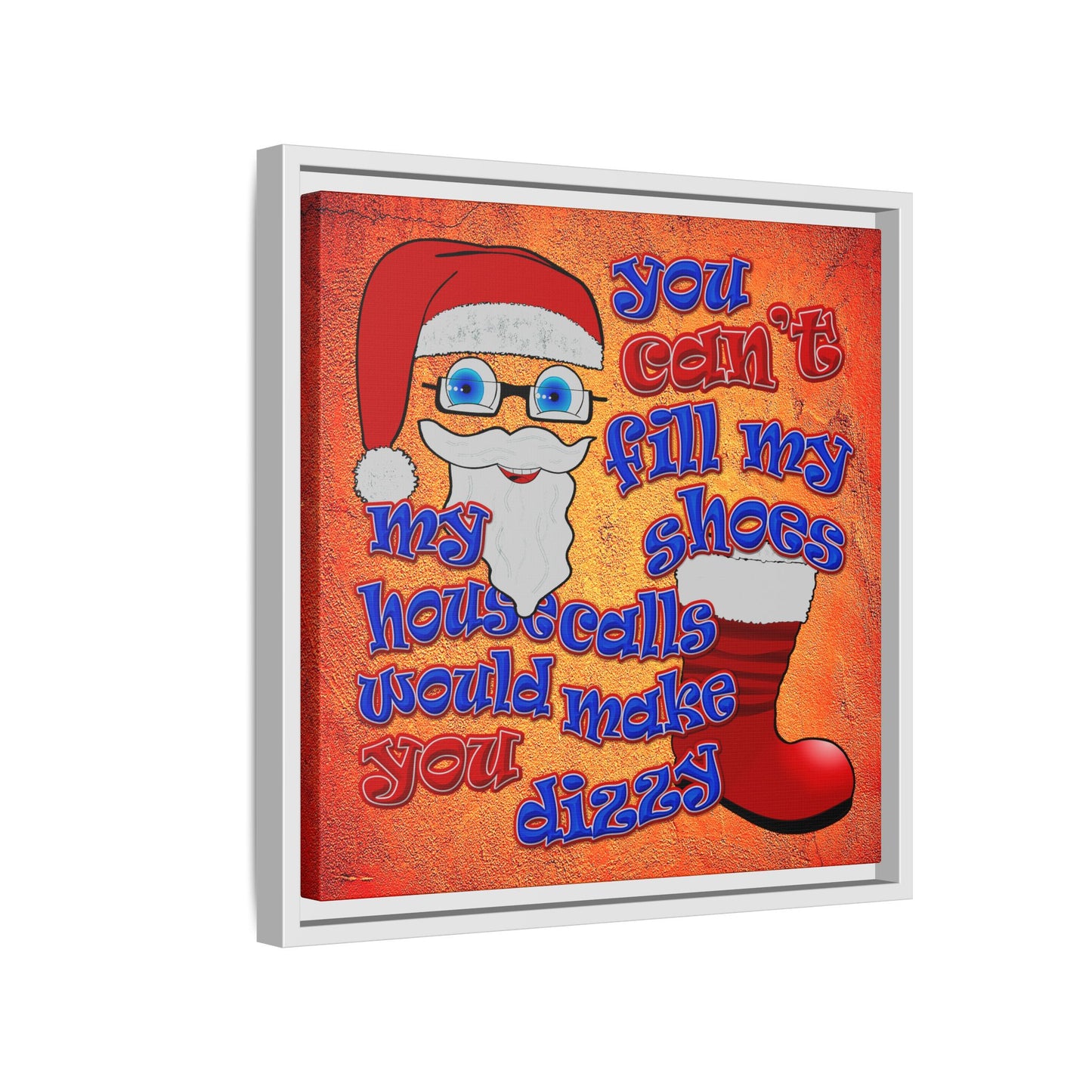 santa's shoes - framed canvas art (burnt orange)