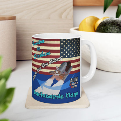 shoot for the stars - White Mug (dark blue)