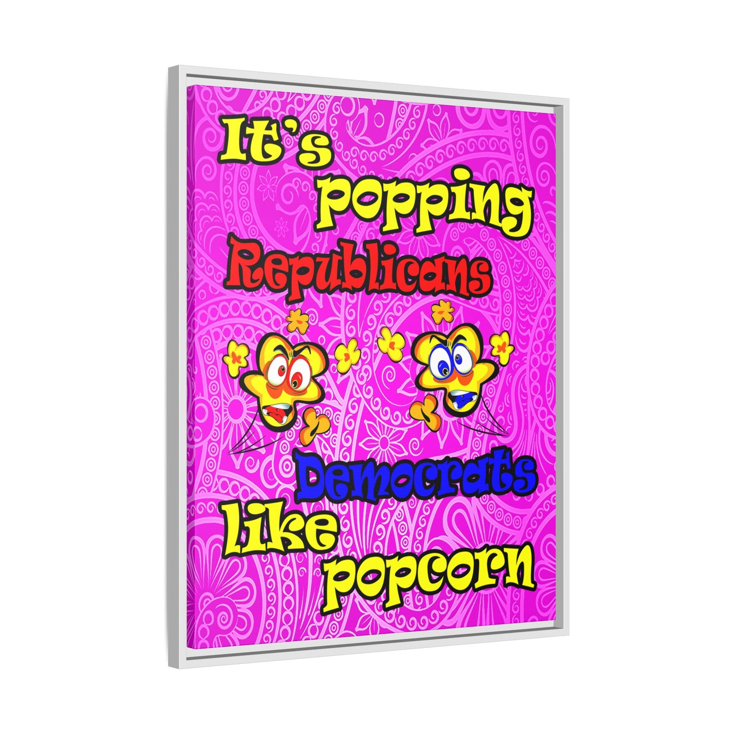 popping like popcorn - framed canvas art (pink swirl)