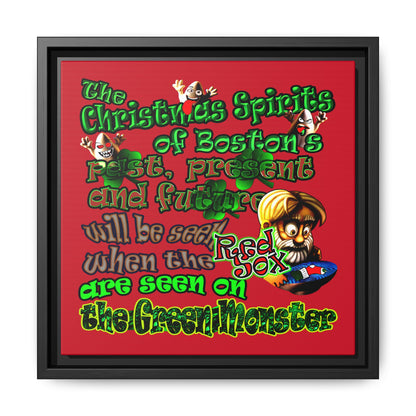 christmas spirits of boston - framed canvas art (dark red)