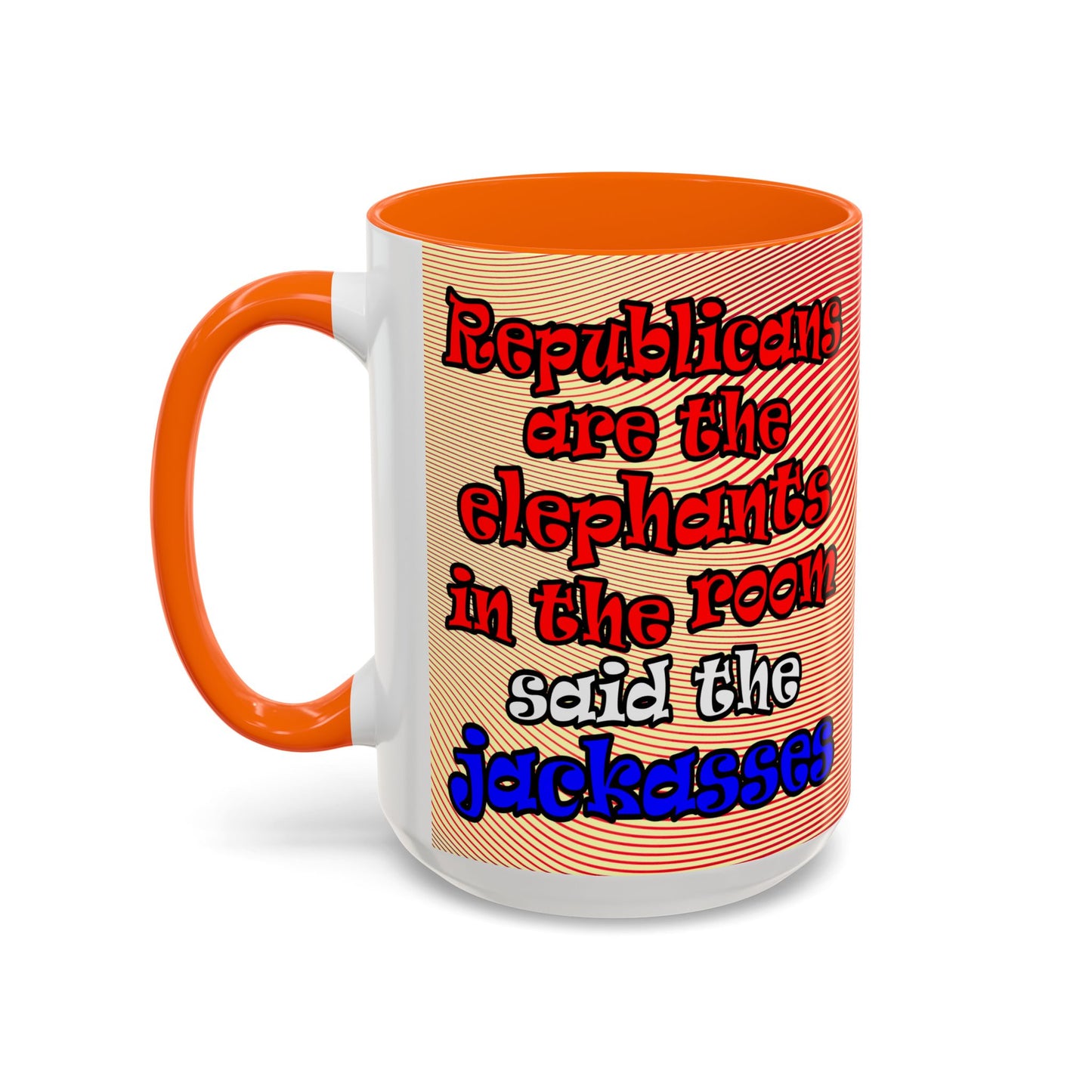 donkeys and elephants - Accent Mug (yellow-orange wave)