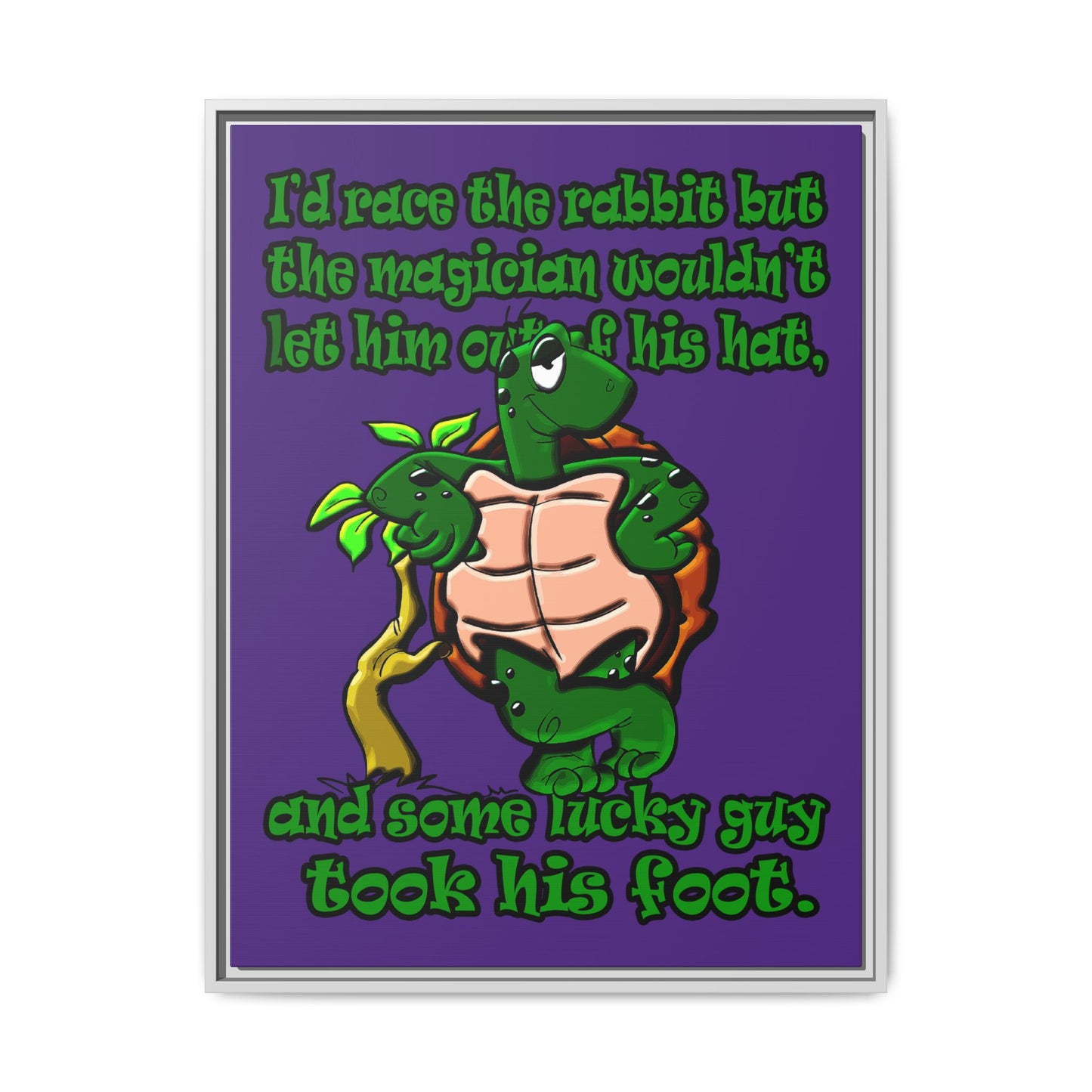 turtle race - framed canvas art (purple)