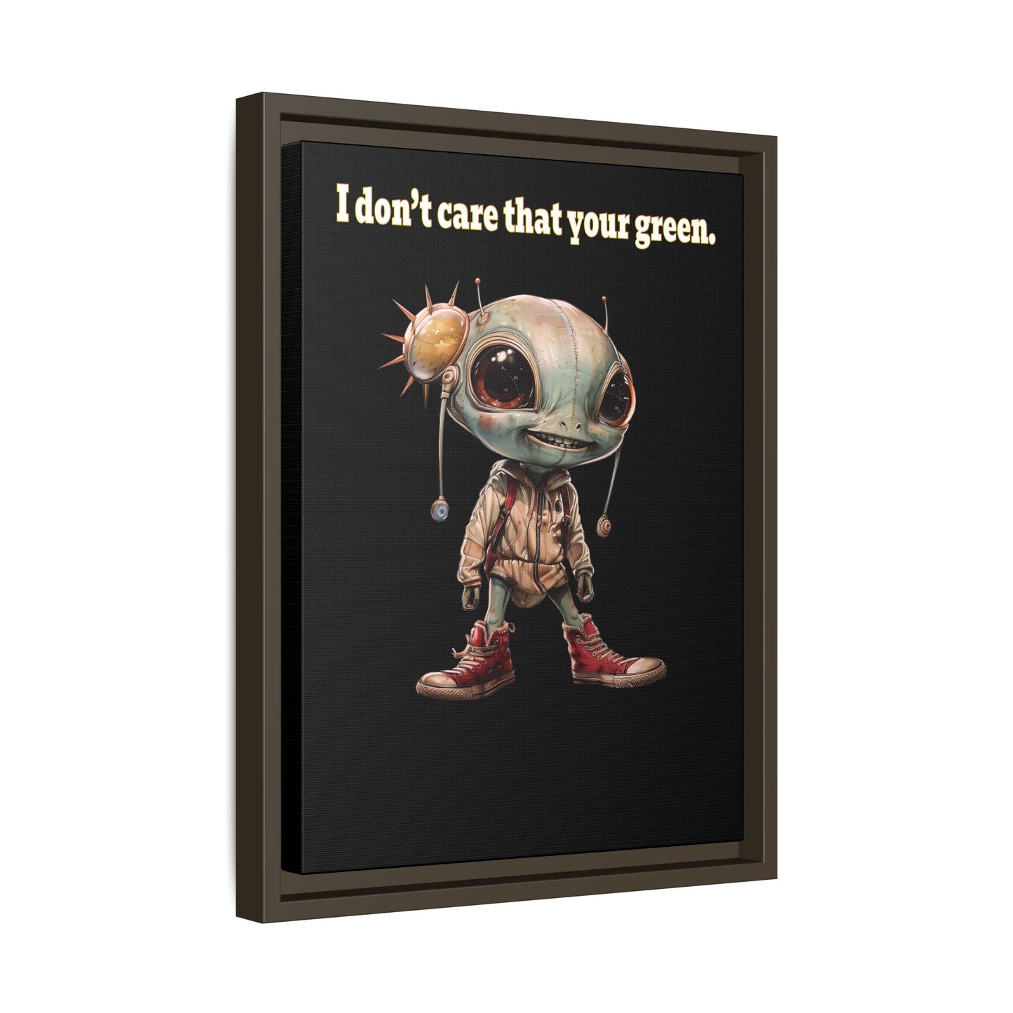 I don't care that your green - framed canvas art (black)