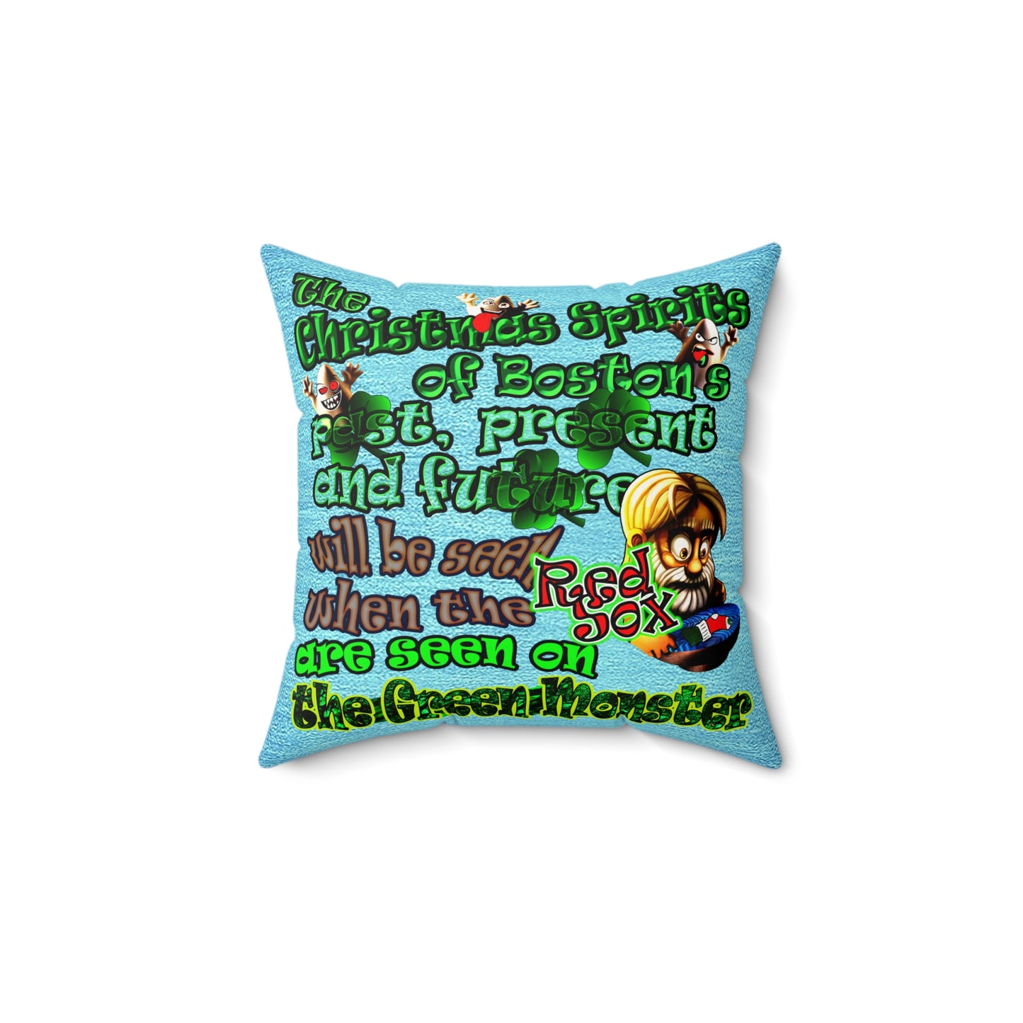 christmas spirits of boston - Faux Suede Square Pillow - (faded blue)