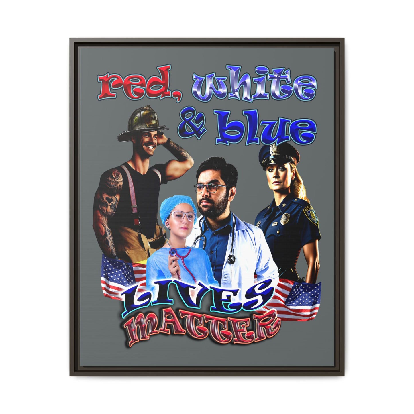 rw&b lives matter - framed canvas art (dark grey)