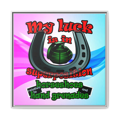 my luck - framed canvas art (light blue-pink wave)