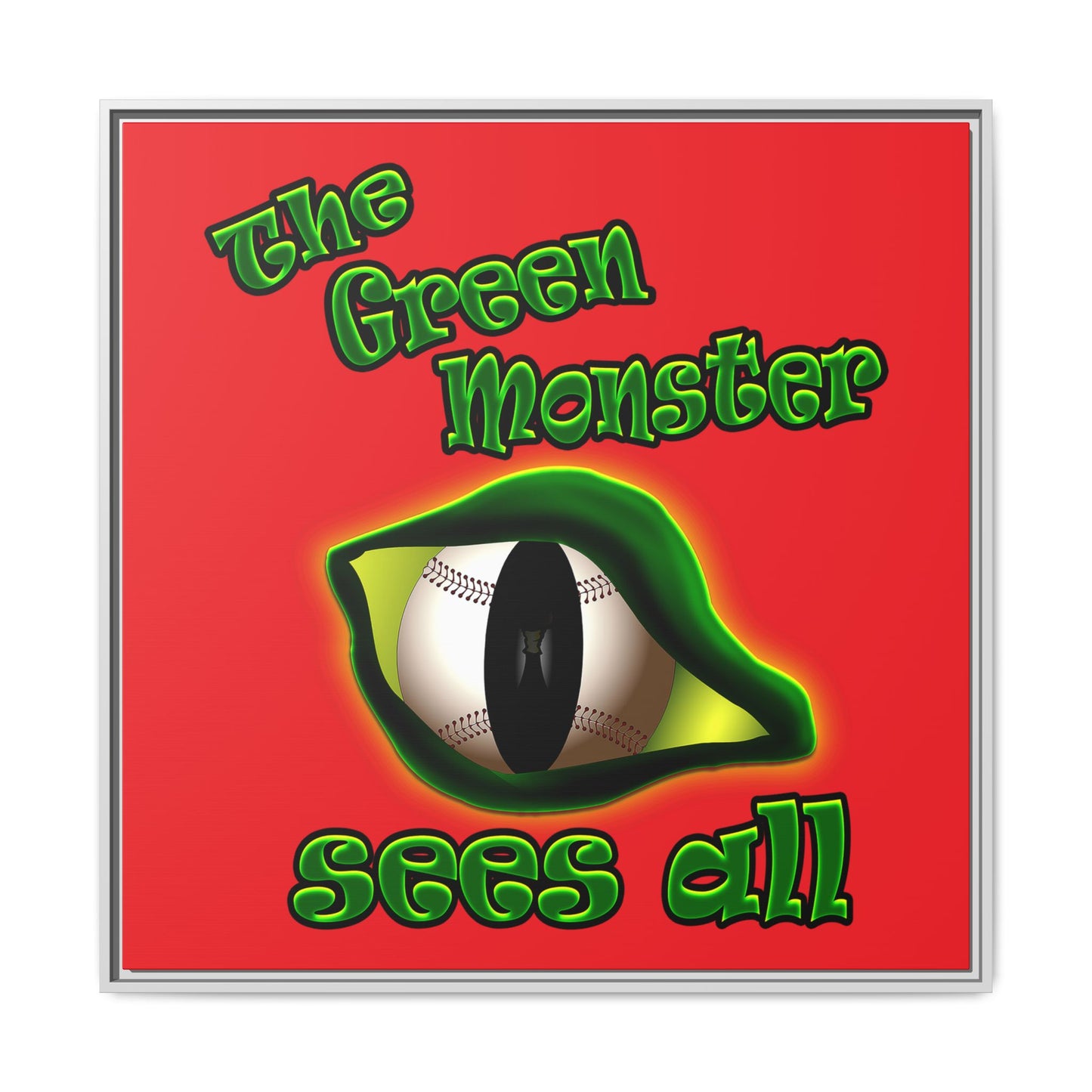 green monster - framed canvas art (red)