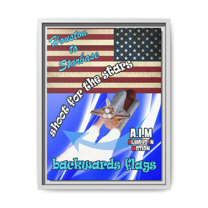 shoot for the stars - framed canvas art (blue-white wave)
