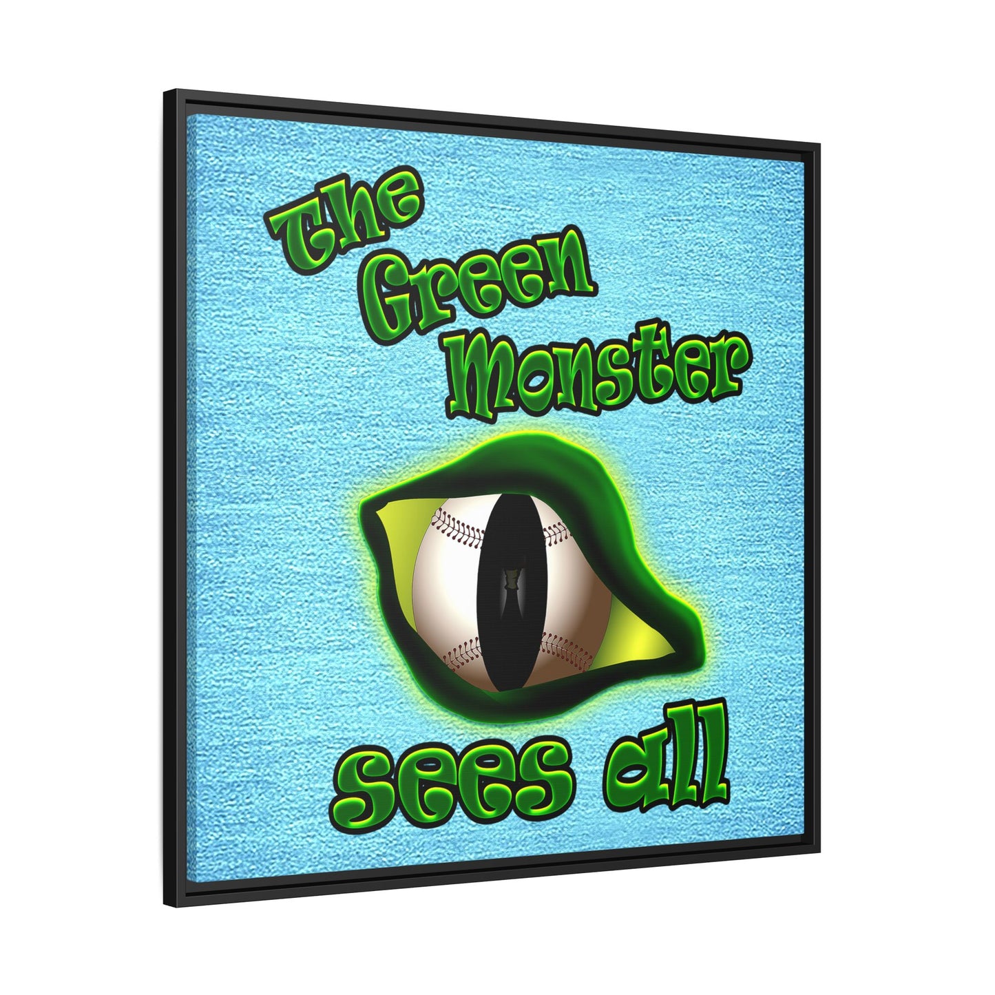 green monster - framed canvas art (faded blue)