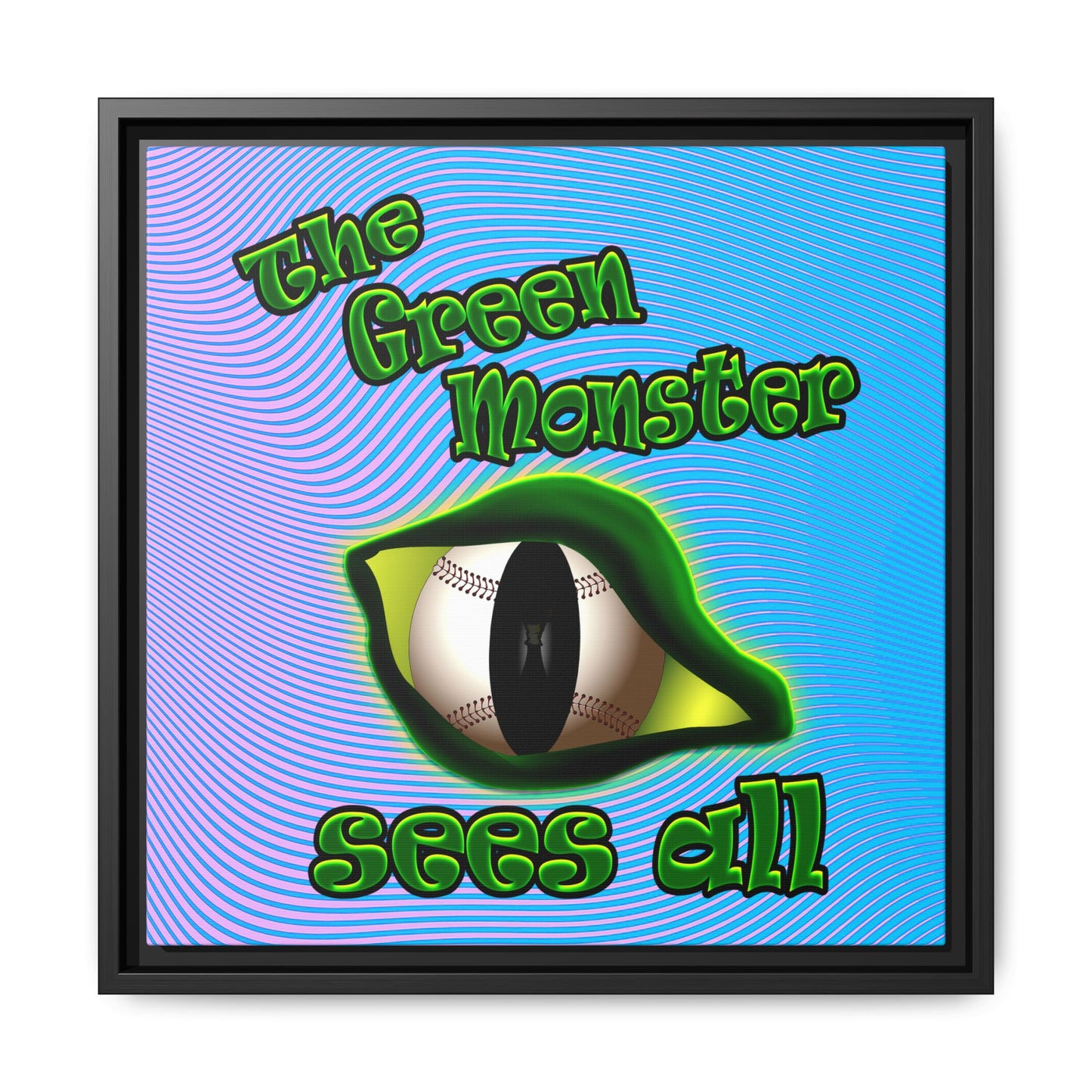 green monster - framed canvas art (light blue-purple wave)