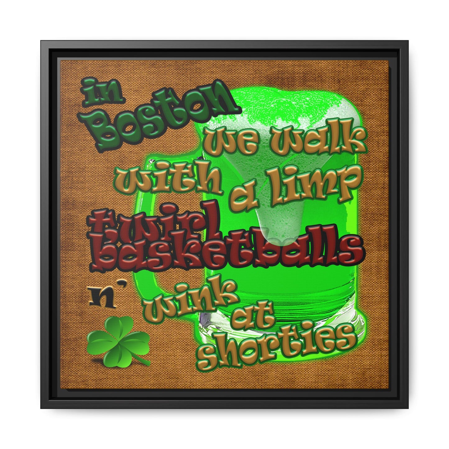 celtics logo - framed canvas art (brown papyrus)