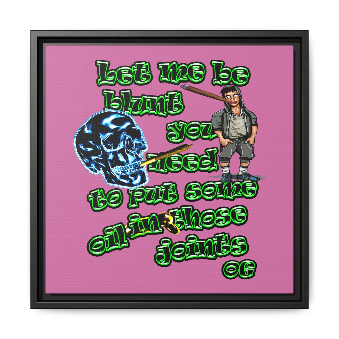 og - framed canvas art (light pink)