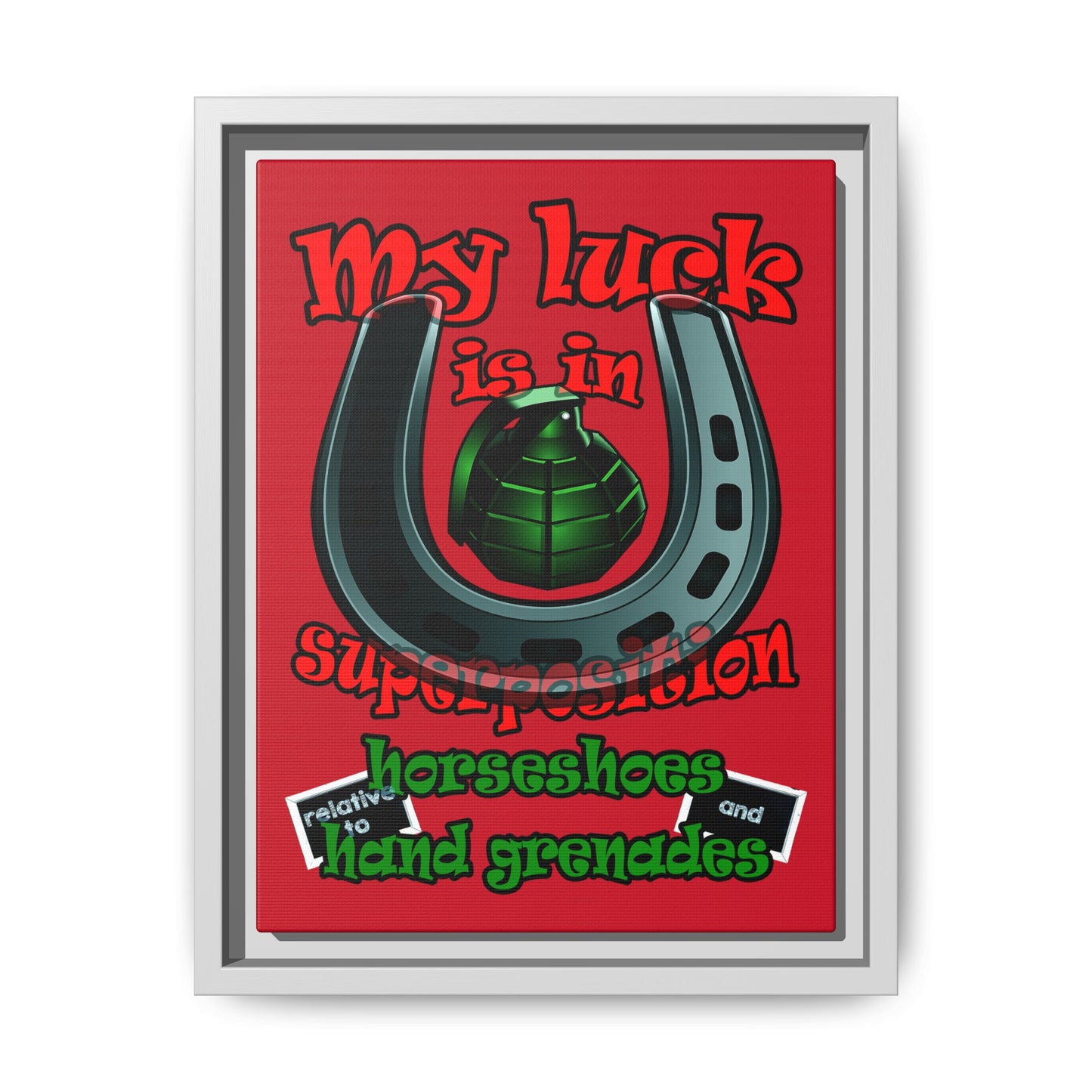my luck - framed canvas art (dark red)