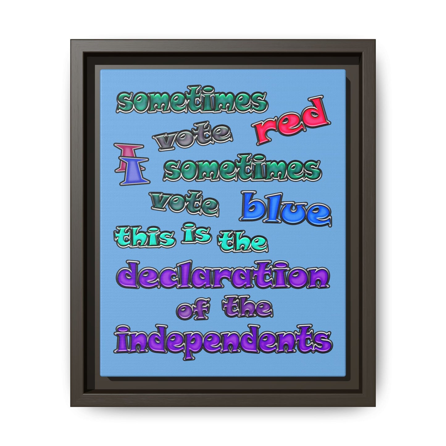 declaration of the independents - framed canvas art (light blue)