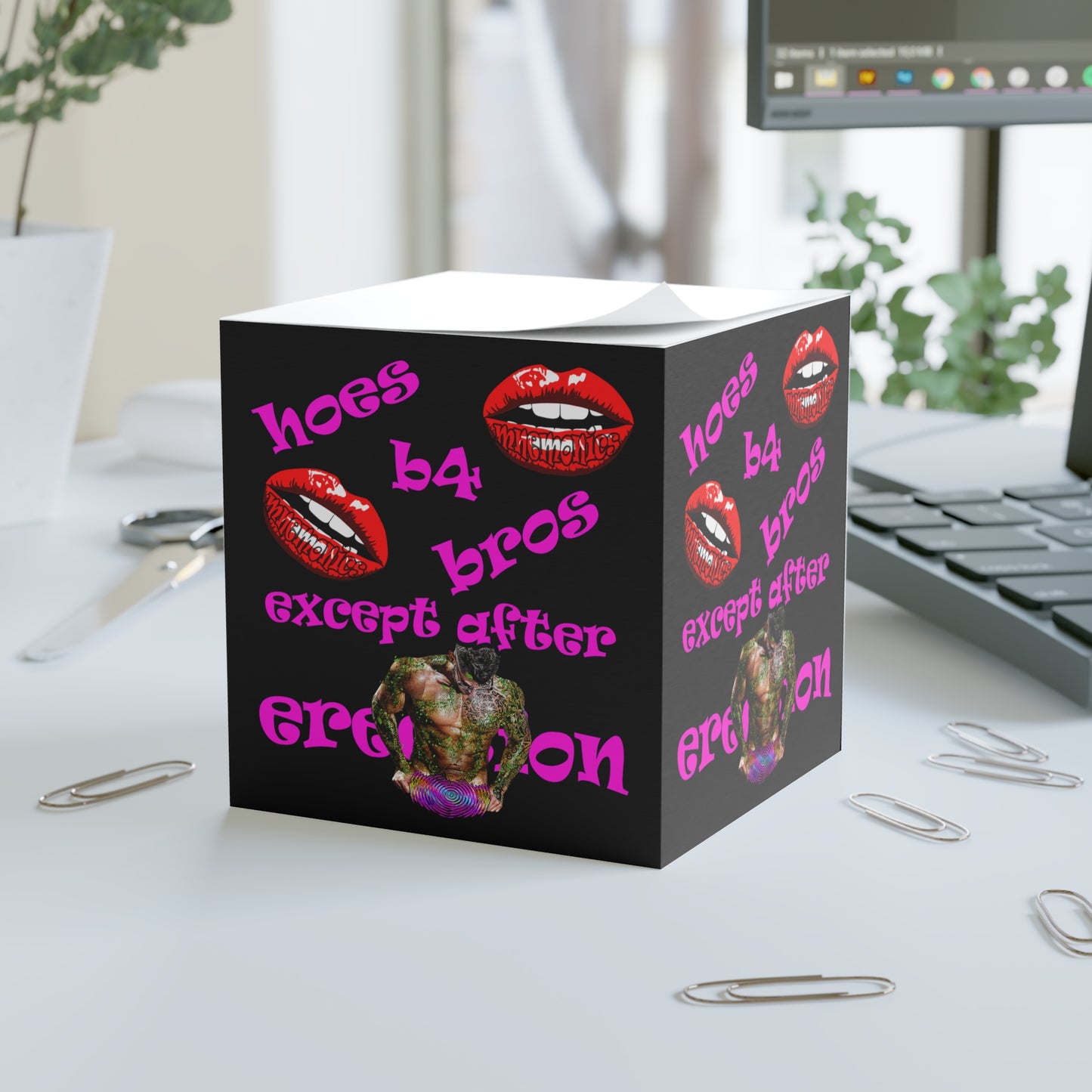 hoes b4 bros - note cube (black)