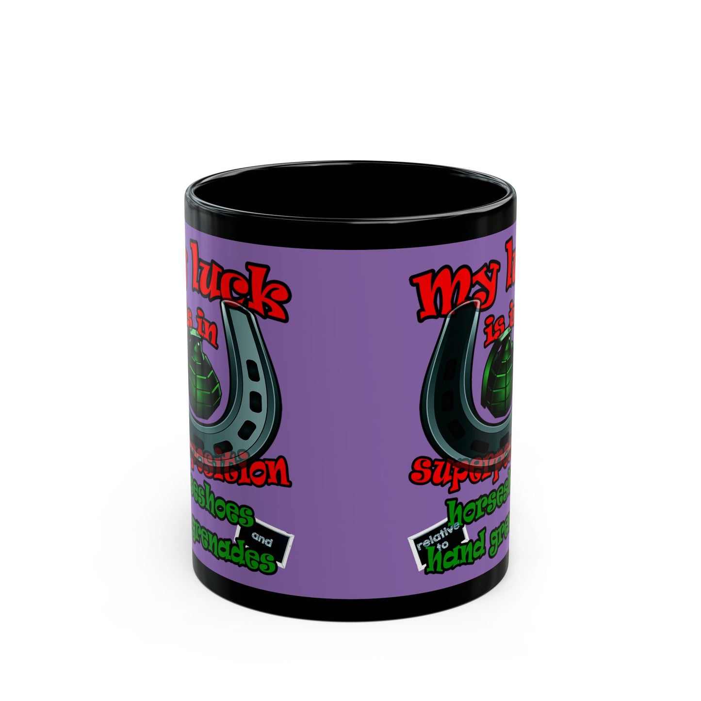 my luck - Black Mug (light purple)