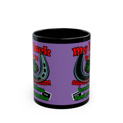 my luck - Black Mug (light purple)